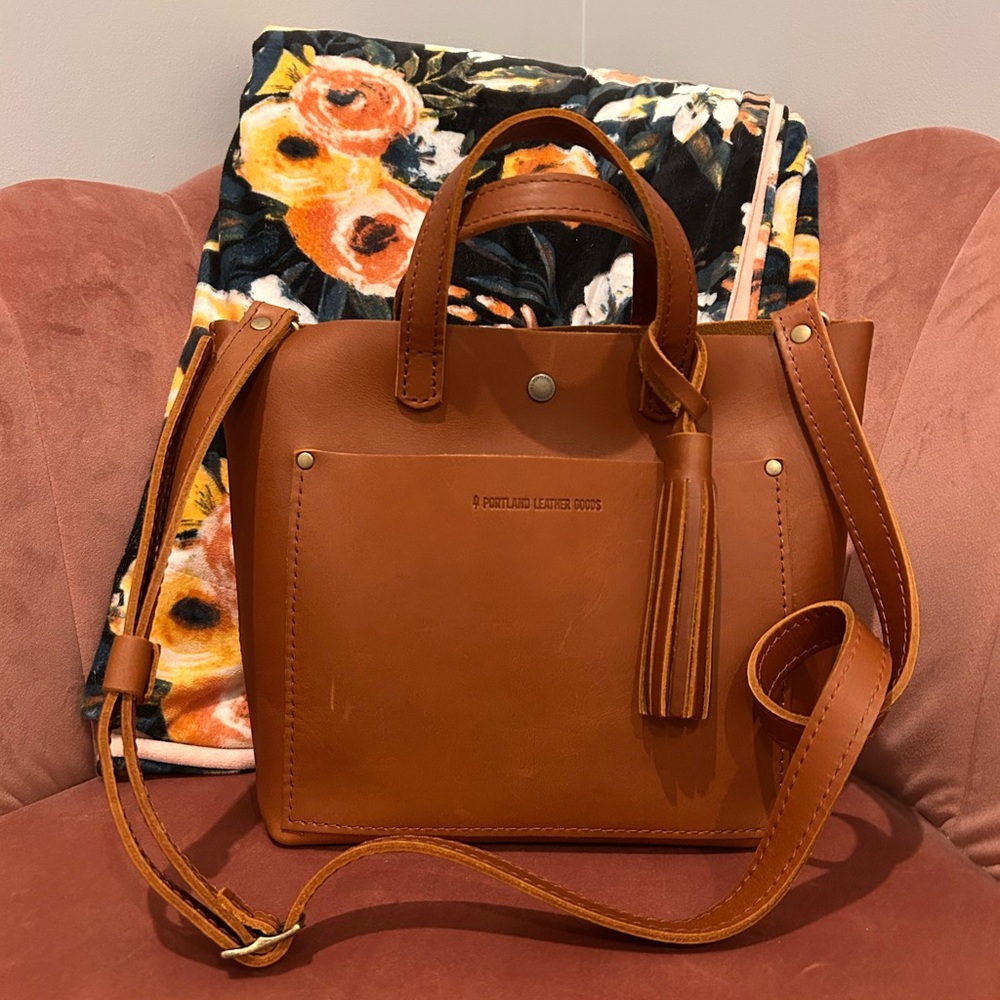 Portland Leather Brown Mini Crossbody Tote